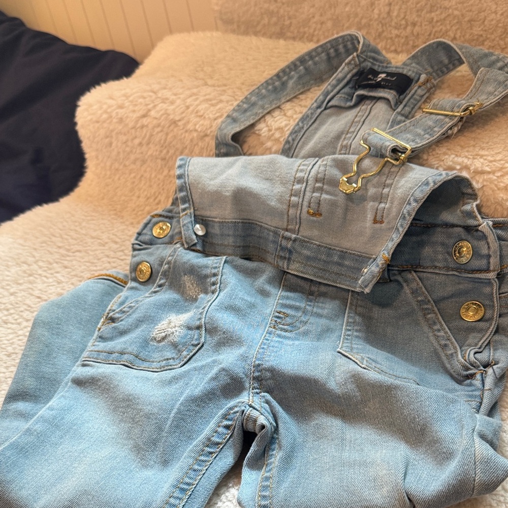 7 For All Mankind Light Blue Denim Overalls
